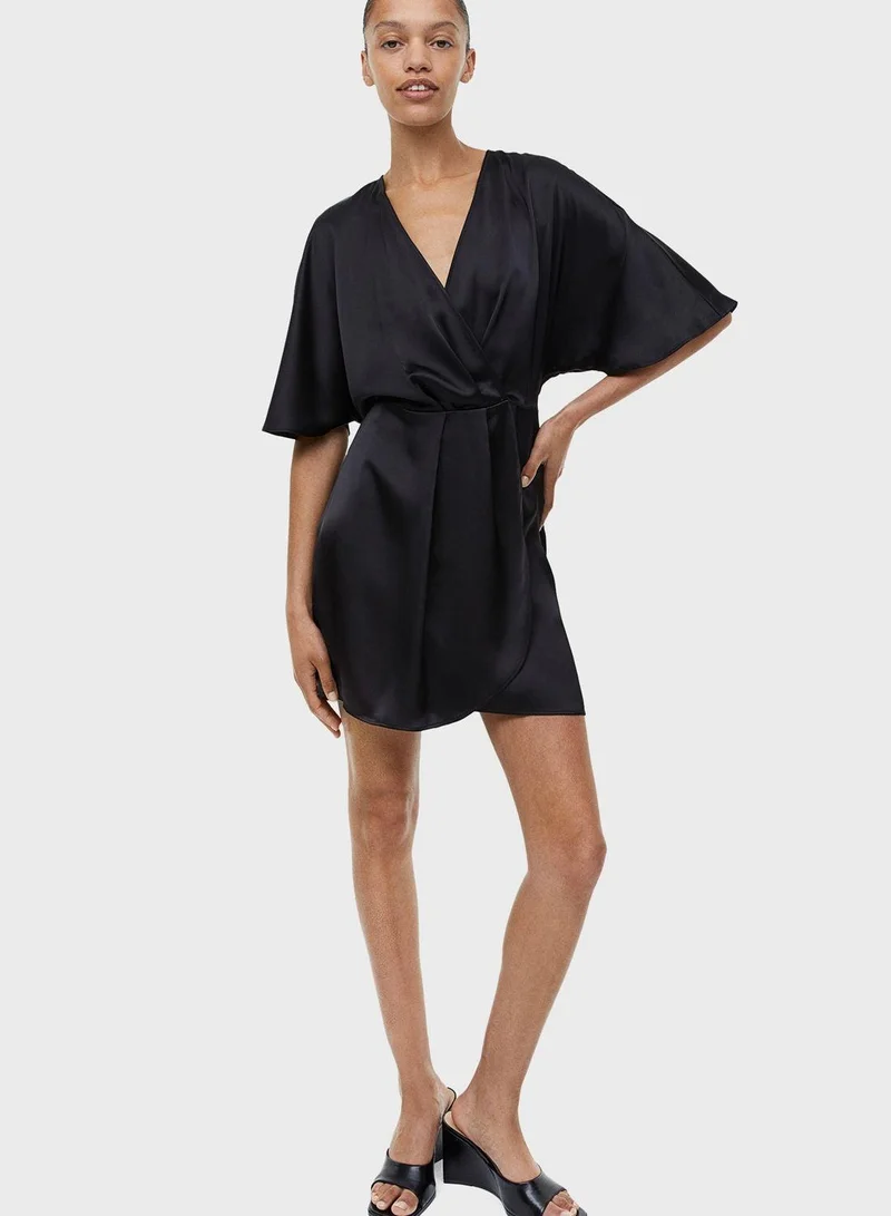 H&M Satin Wrap Mini Dress